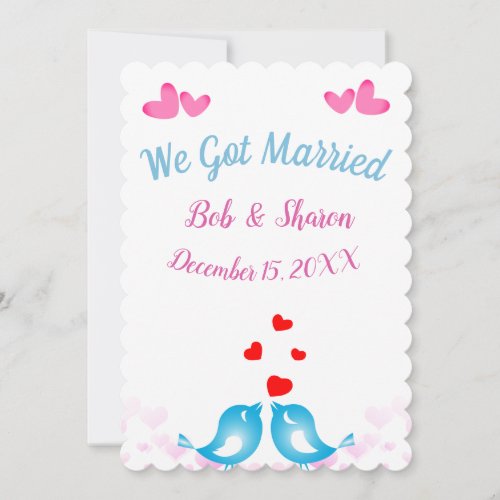 Cute Wedding Announcement Card For Just Married