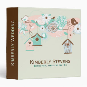 Cute Wedding Birds, Bird Feeders & Flowers 3 Ring Binder