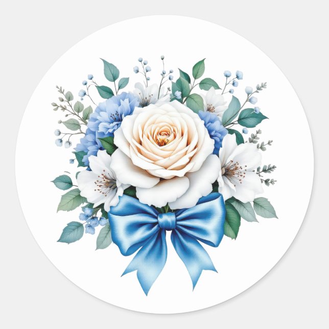 Cute Wedding Bouquet customizable  Classic Round Sticker (Front)