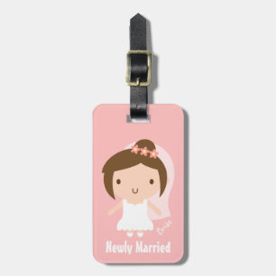 Cute Wedding Bride Girl in White Gown Luggage Tag