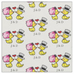 cute wedding bride &amp; groom ducks - personalized fabric