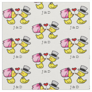 cute wedding bride & groom ducks - personalized fabric