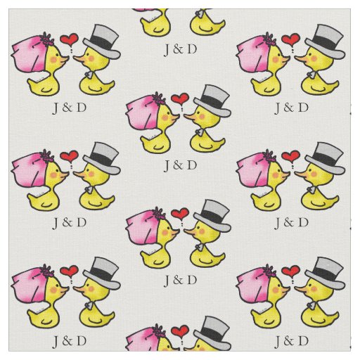 cute wedding bride & groom ducks - personalized fabric