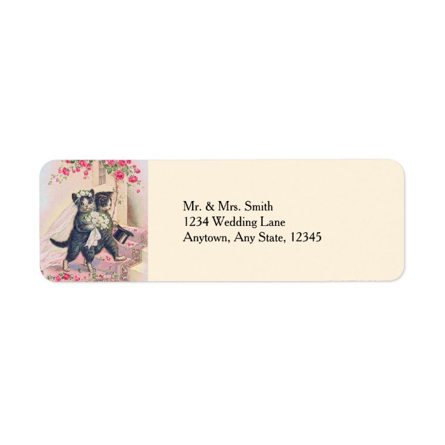 Cute Wedding Cats Bride and Groom Label (Front)