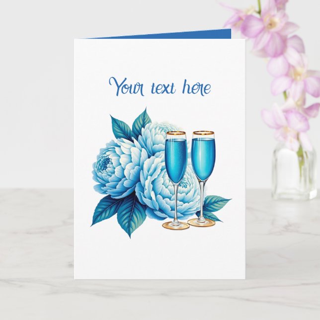 Cute Wedding Champagne flowers customizable  Card (Orchid)