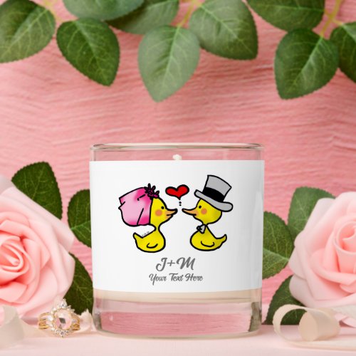 cute wedding couple ducks Scented Candle