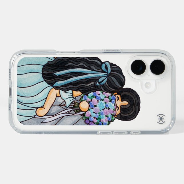 Cute Wedding Couple in Blue Cartoon  Speck iPhone Case (Horz)
