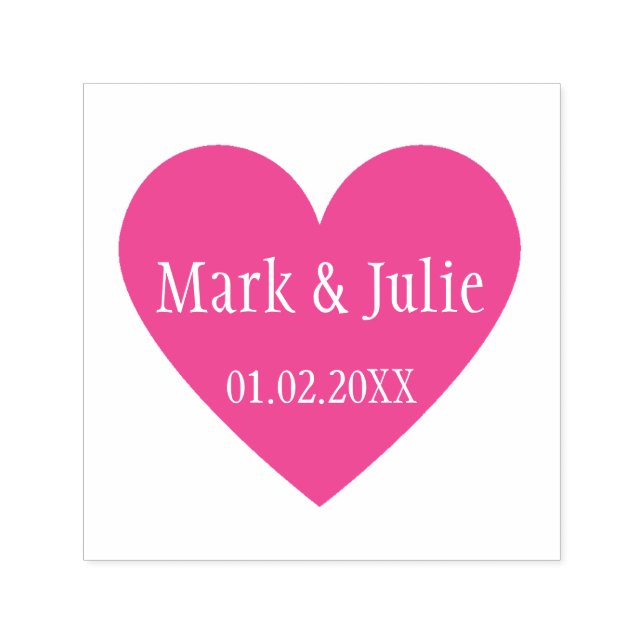 Cute Wedding Couple Names Date Heart Art Stamp (Design)