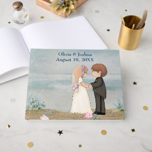 Cute Wedding Couple on Beach Guest Book