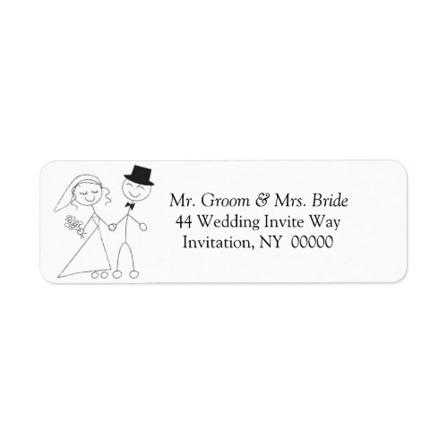 Cute Wedding Couple Return Address Label Stickers