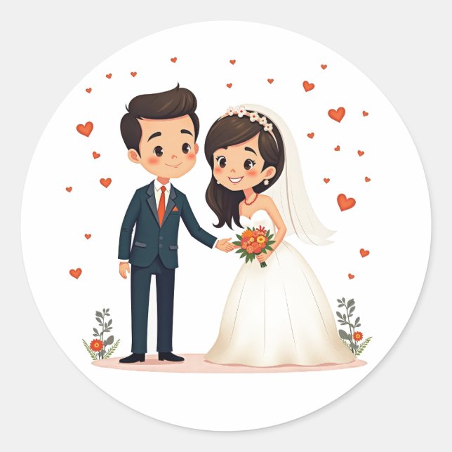 Cute Wedding Couple Stickers (Front)