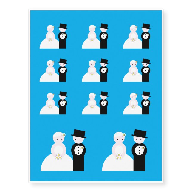 Cute wedding couple temporary tattoos (Front)