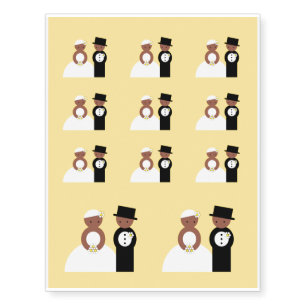 Cute wedding couple temporary tattoos