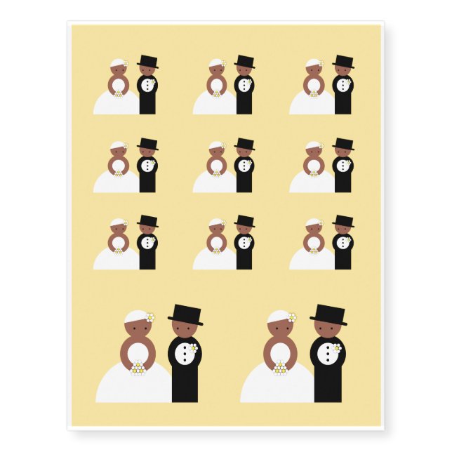 Cute wedding couple temporary tattoos (Front)