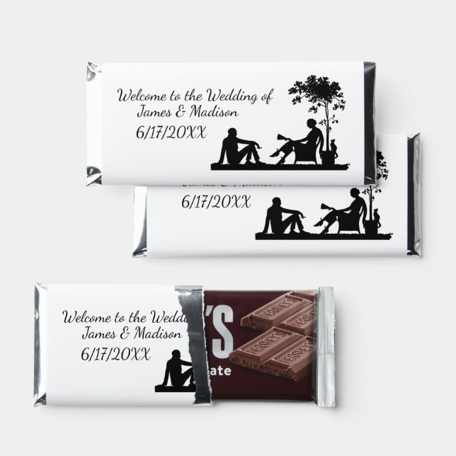 cute Wedding couple Wedding Welcome  Hershey Bar Favors (Front)