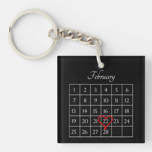 Cute Wedding Date Personalized Calendar Valentines Keychain