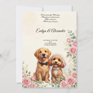 Cute Wedding Dogs Bride and Groom Invitation
