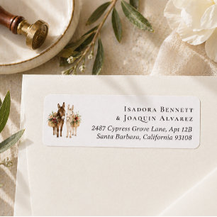 Cute Wedding Donkeys Return Address Label