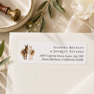 Cute Wedding Donkeys | Return Address Label