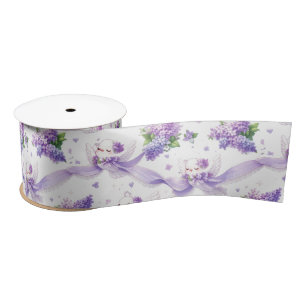 Cute Wedding Doves with Lilacs and Ribbons