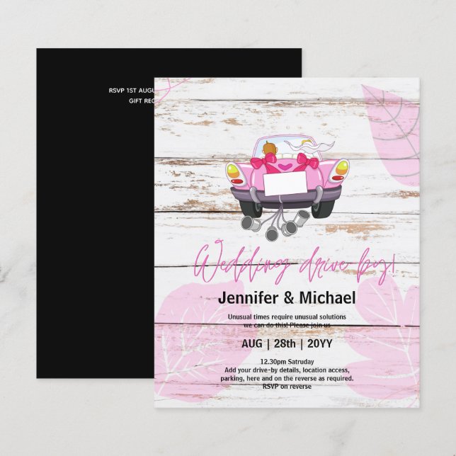 Cute Wedding Drive-By Budget Invitations (Front/Back)
