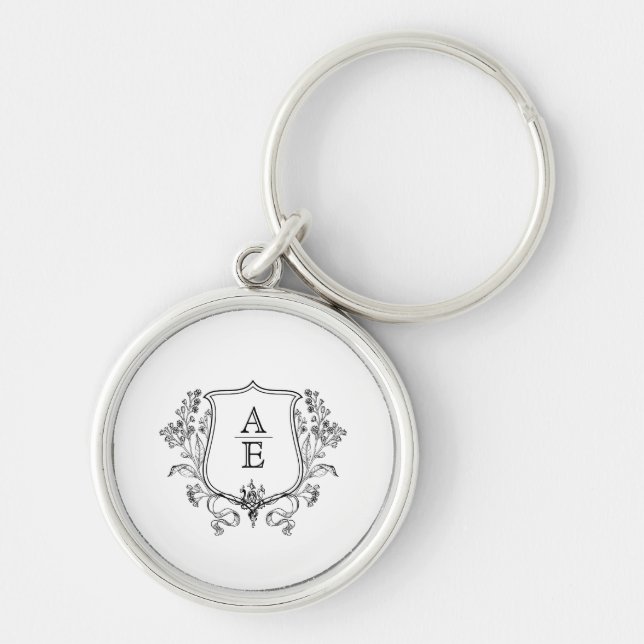Cute Wedding Gift Custom Monogram Keychain   (Front)