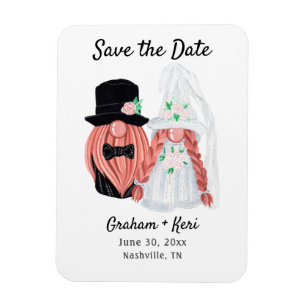 Cute Wedding Gnome Couple Save the Date Magnet