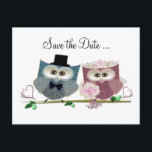 Cute Wedding Owls Announcement Postcard<br><div class="desc">digital art design for a Special Occasion</div>