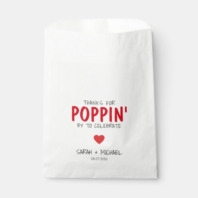 Cute Wedding Popcorn Thank You Modern  Favor Bag (Front)