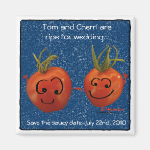 Cute Wedding Tomatoes Save the Date Magnets