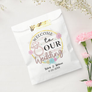 Cute Wedding welcome add names date Favor Bag