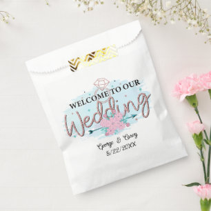 Cute Wedding welcome add names date Favor Bag