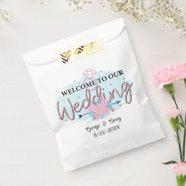 Cute Wedding welcome add names date Favor Bag (Sealed)