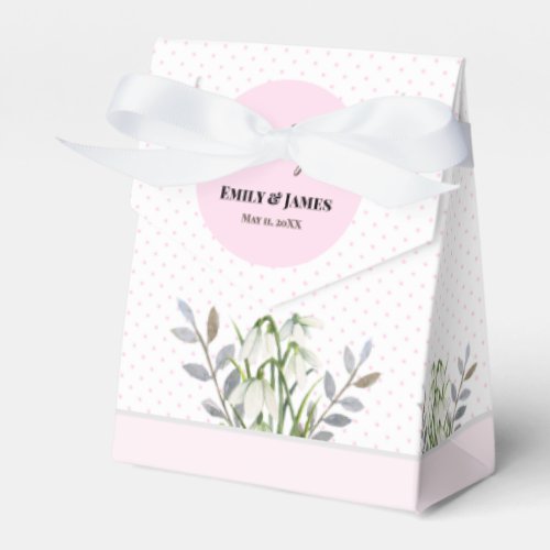 Cute Wedding White Snow Drops Pink Polka Dots Favor Boxes