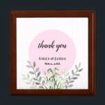 Cute Wedding White Snowdrops Pink Polka Dots Gift Box<br><div class="desc">Designed based on watercolor floral illustration of white snowdrops by Farida Greenfield. Beautiful delicate white flowers which have just emerged in the end of winter, which look like sparkle of snow on the ground. It has pink white polka dots on the background and texts which can be personalized. Perfect design...</div>