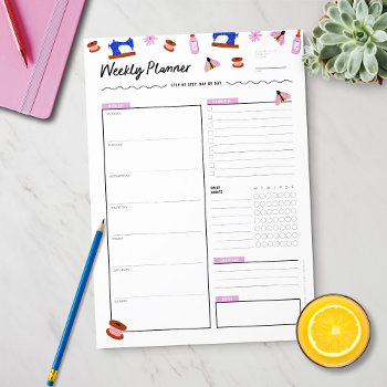 Cute Weekly Planner For Crafters Notepad by ClementineCreative at Zazzle