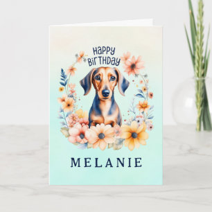 Cute Weenie Dog Birthday Add Name Card