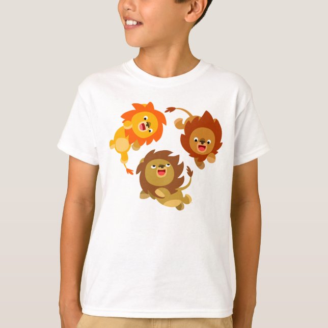 Cute Weightless Cartoon Lions Children T-Shirt (Front)