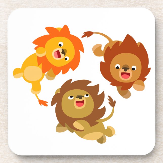 Cute Weightless Cartoon Lions Coaster Set (Front)