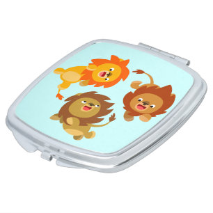 Cute Weightless Cartoon Lions Compact Mirror