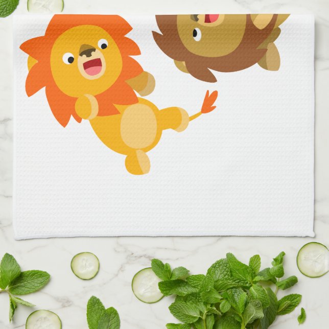 Cute Weightless Cartoon Lions Kitchen Towel (Folded)