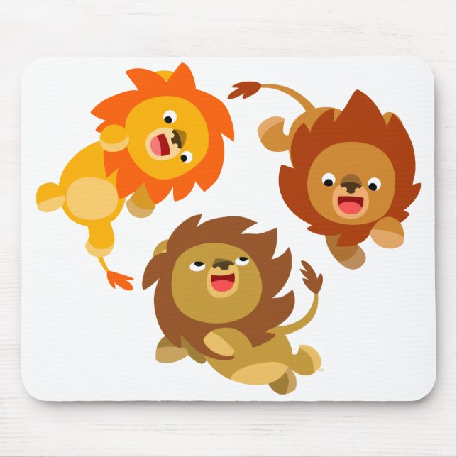 Cute Weightless Cartoon Lions Mousepad (Front)