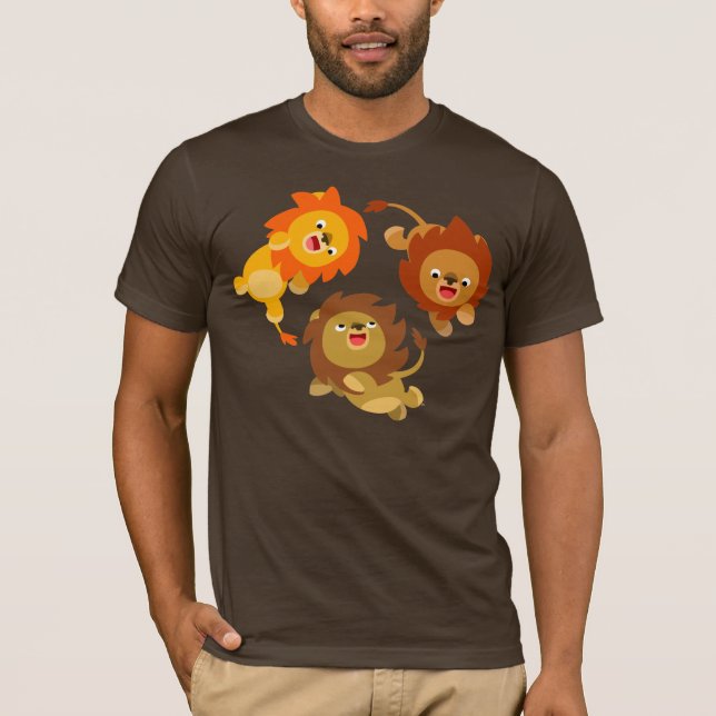 Cute Weightless Cartoon Lions T-Shirt (Front)