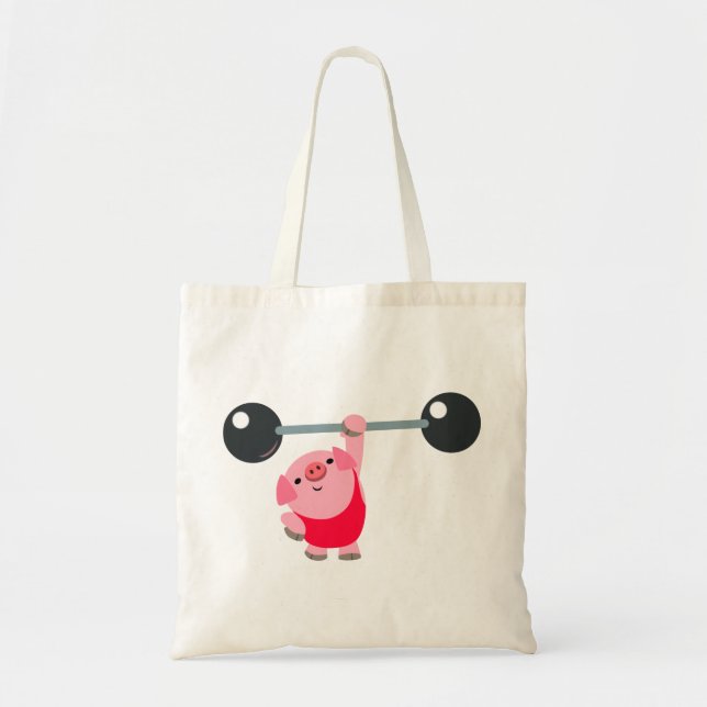 Cute Weightlifting Cartoon Pig Bag (Front)