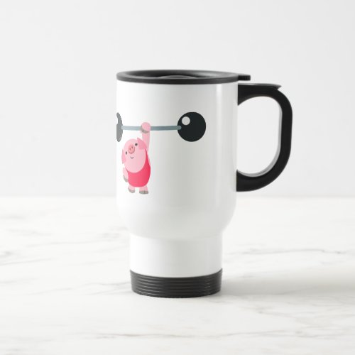 Cute Weightlifting Cartoon Pig Commuter Mug