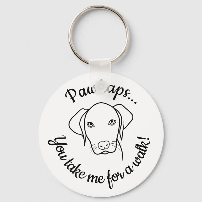 Cute Weimaraner dog in need for a walk Keychain (Front)