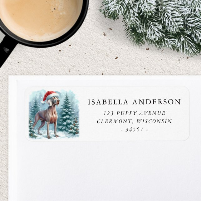 Cute Weimaraner Dog Winter Watercolor Address Label (Creator Uploaded)