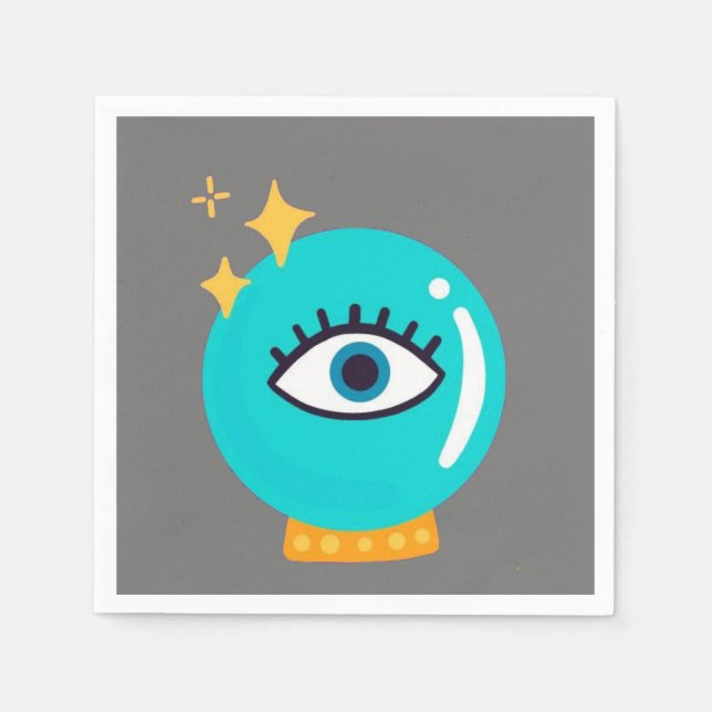 Cute weird third eye crystal ball napkins (Front)