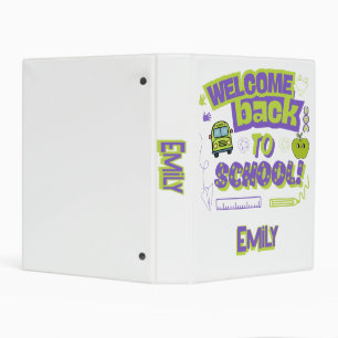 Cute Welcome Back To School Purple Green Mini Binder