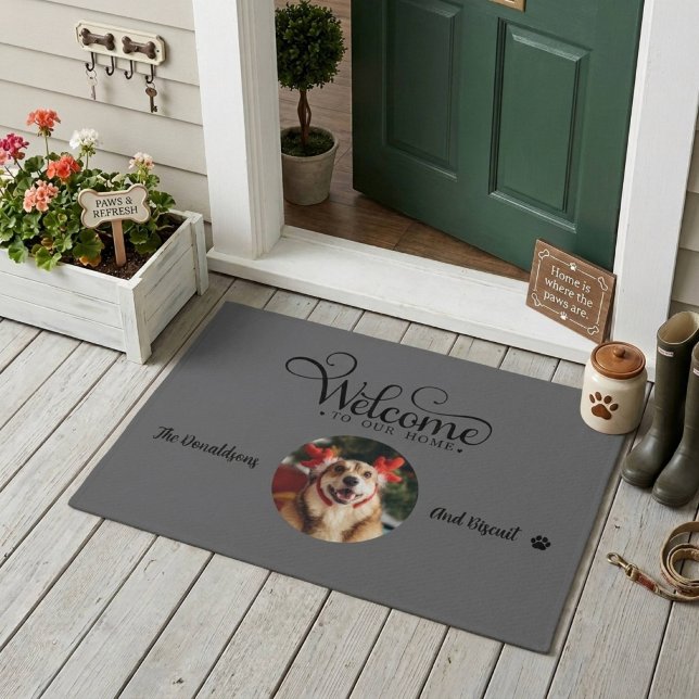 Cute Welcome Dog Photo Fiber Doormat (Creator Uploaded)